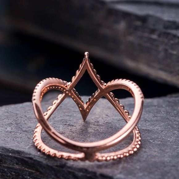 Bride Wedding/Women Beach Party Vintage Rose Gold Cross Crystal Ring, VIP296 - Picture 5 of 6